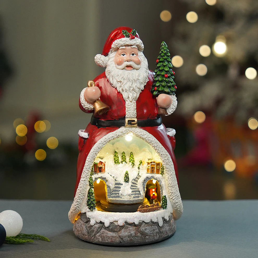 Santa Belly Train Rotating, Musical & Lit Christmas Decoration