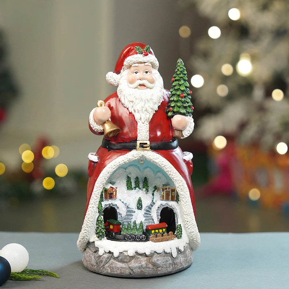 Santa Belly Train Rotating, Musical & Lit Christmas Decoration