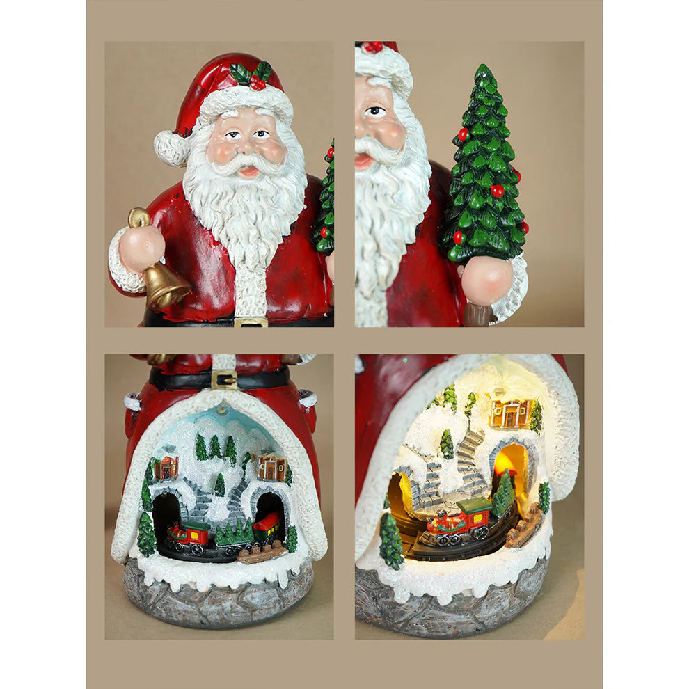 Santa Belly Train Rotating, Musical & Lit Christmas Decoration