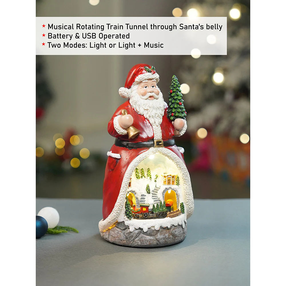 Santa Belly Train Rotating, Musical & Lit Christmas Decoration