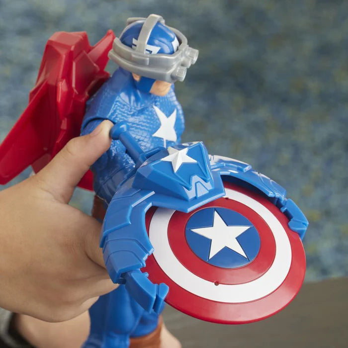 Marvel Avengers Titan Hero Series Blast Gear Captain America, With Launcher, Projectile 2 Accessories