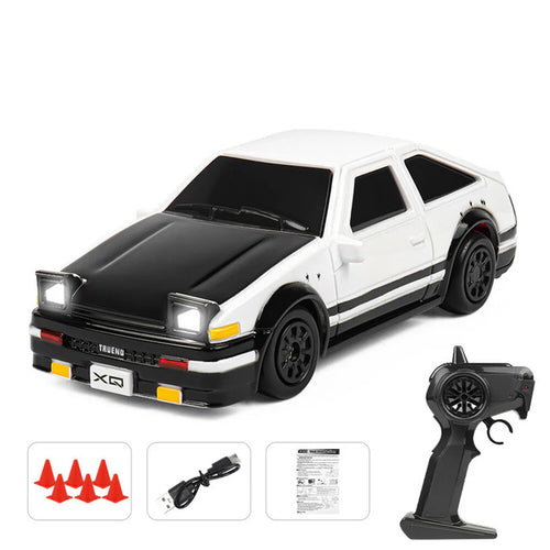 White Toyota AE86 Trueno 1:64 mini RC drift car with accessories Cocoland Toys