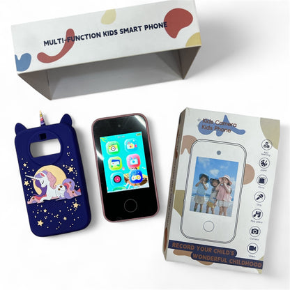 Kids Smart Phone for Girls and Boys, Festival Birthday Gifts for Girls Boys Age 3-10 Kids Toys Cell Phone, 2.8" Touchscreen Learning Play Toy Phone with Dual Camera, Game, Music Player (Pink) (Blue)