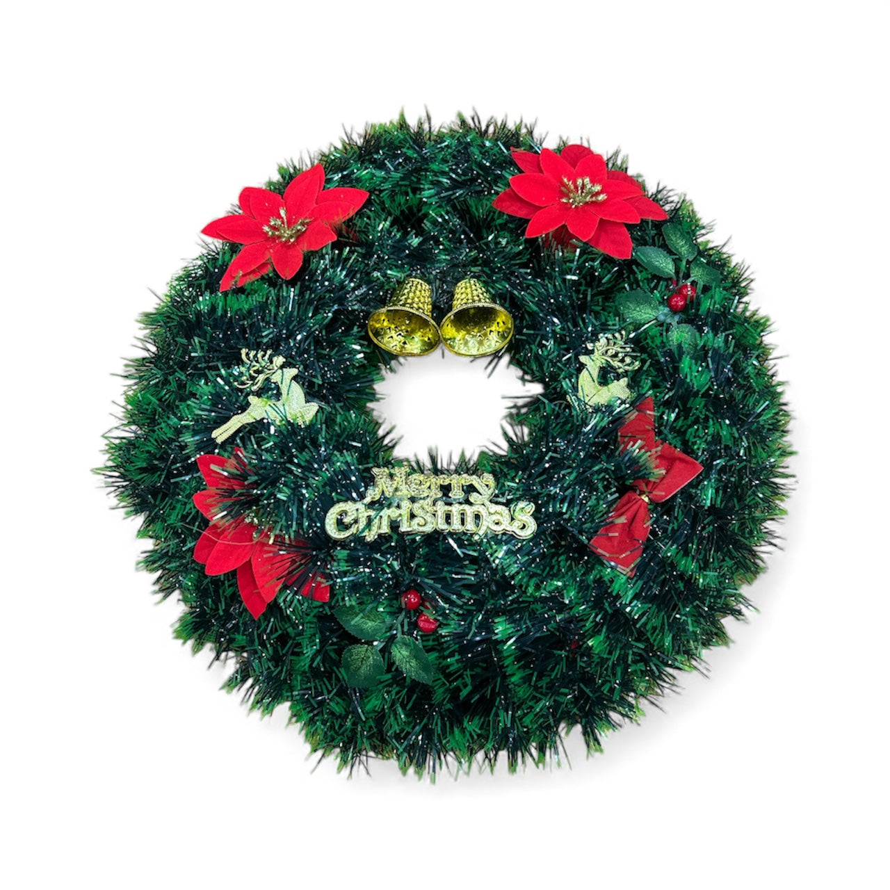 Artificial Christmas Wreath with Bells and Bows