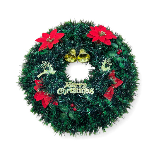Artificial Christmas Wreath with Bells and Bows