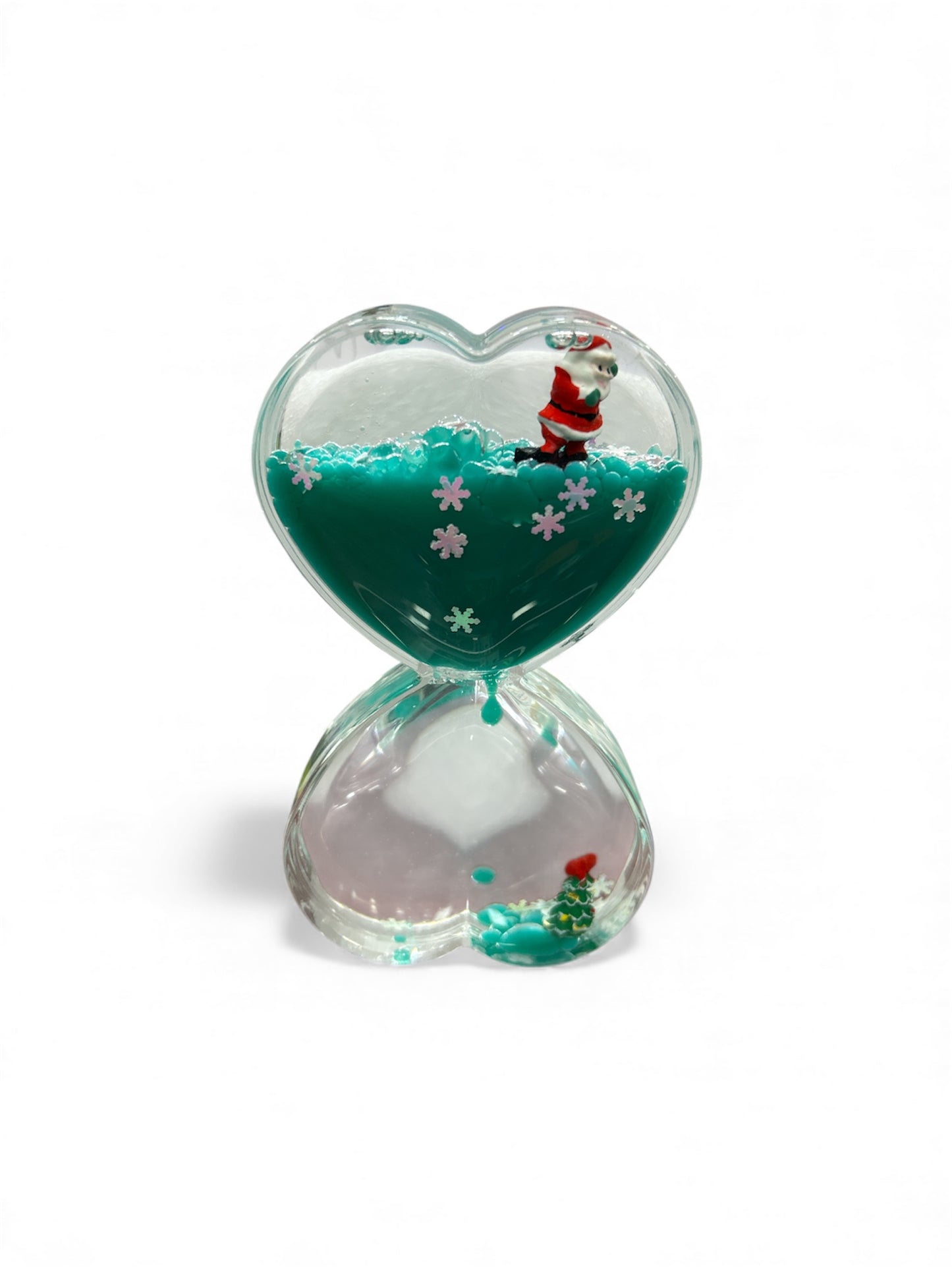 Christmas-themed liquid timer/bubbler in a heart shape