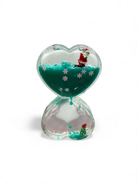 Christmas-themed liquid timer/bubbler in a heart shape