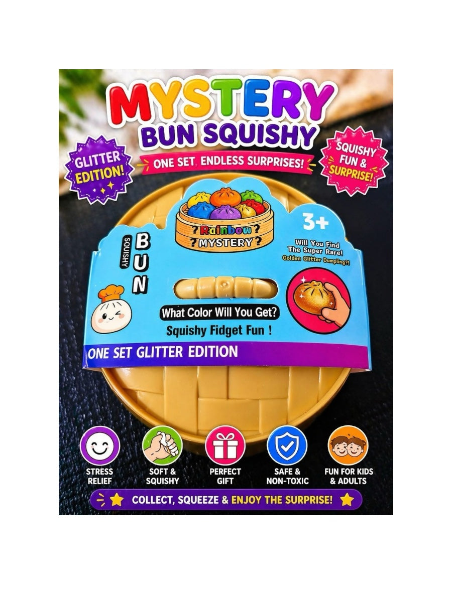 Squishy Bun Rainbow Mystery Dumpling Toy Glitter Edition ( Pack Of 2 )