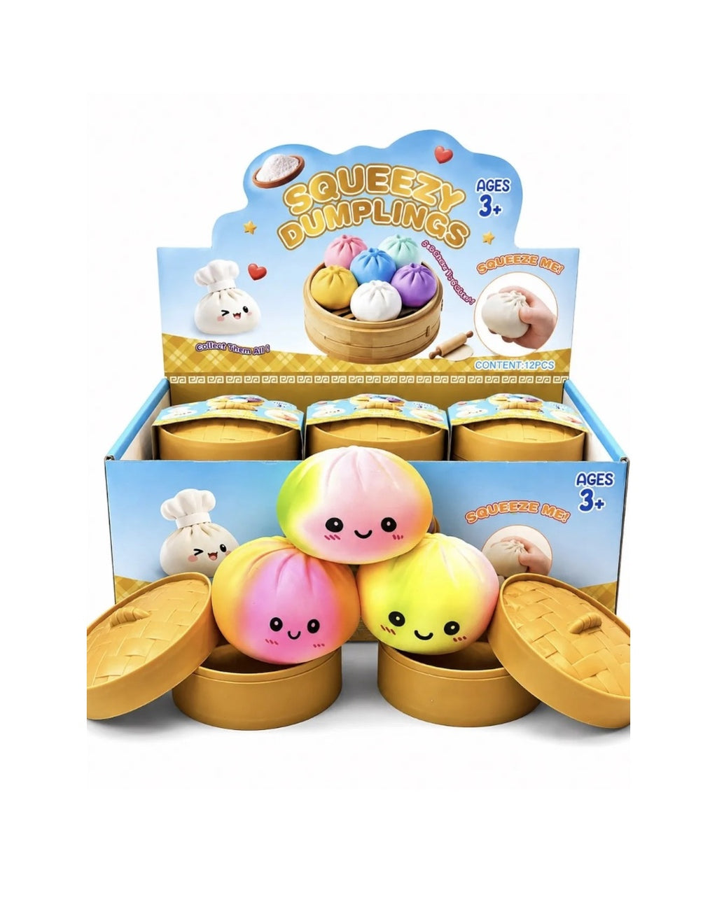 Squeezy Dumplings" Squishy Stress Toys, Typically Featuring Kawaii Faces and Colorful Designs( Pack Of 2 )