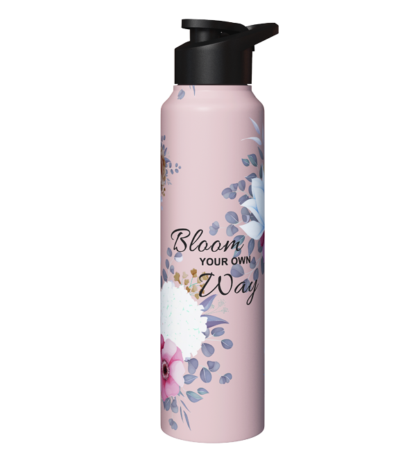 Speedex Stainless Steel Water Bottle in the Pink Blossom design