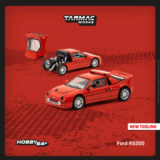 Tarmac Works 1/64 Ford RS200 Red T64PR-001-RE