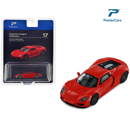 PosterCars Hypercar League Collection Posche 918 Spyder Guards Red 1:64 Scale