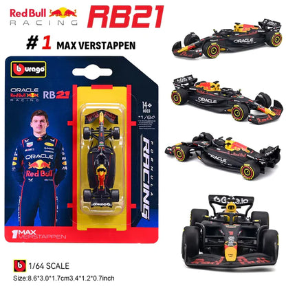 Official Bburago Formula Racing 1:64 Diecast Scale Model - Oracle Red Bull Racing RB21 1 Max Verstappen Card