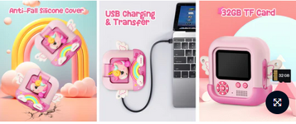 Instant Print Camera for Kids,48MP Unicorns Digital Camera(Pink)