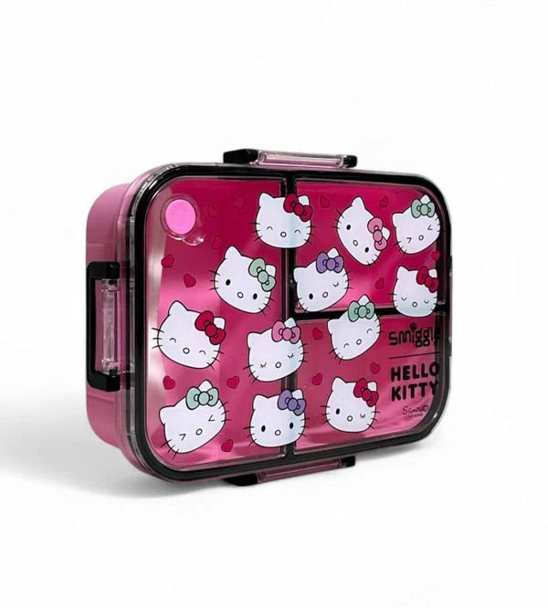 Smiggle Hello Kitty 3 Portion Lunch Box – 1200ml Leak-Proof, BPA Free Kids Lunch Box