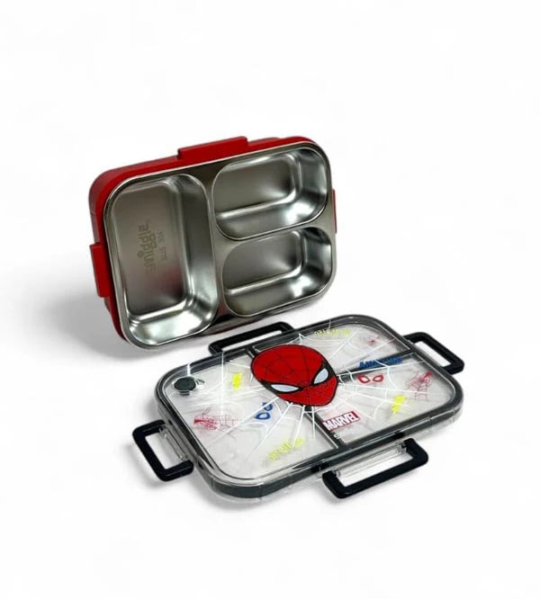 Smiggle Marvel Spider-Man 3 Portion Stainless Steel Lunch Box