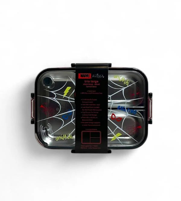 Smiggle Marvel Spider-Man 3 Portion Stainless Steel Lunch Box