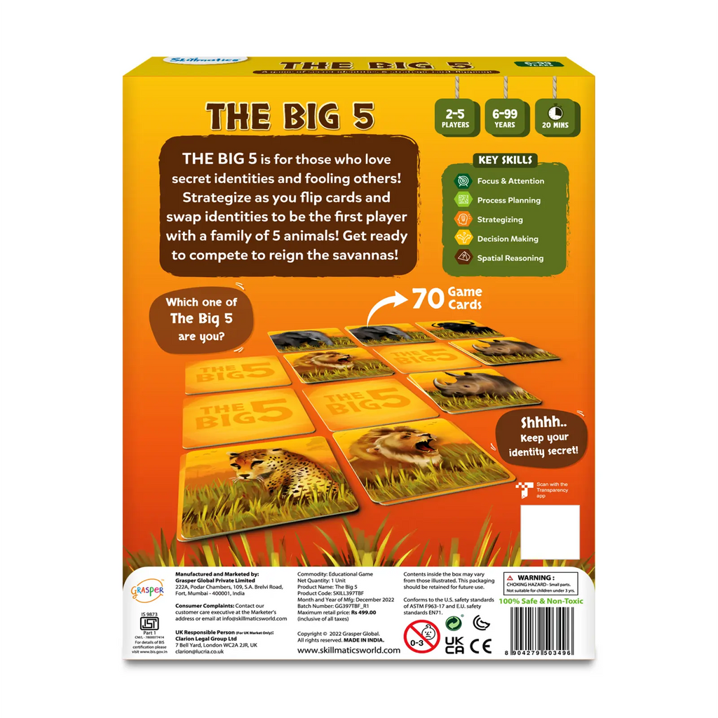 The Big 5 | Animal Themed Game of Secret Identities & Strategic Card game