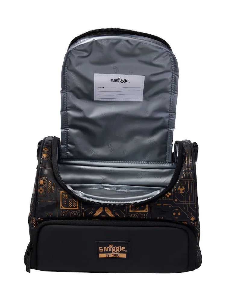 Smiggle Black Large Livewire Double Lunchbox With Strap