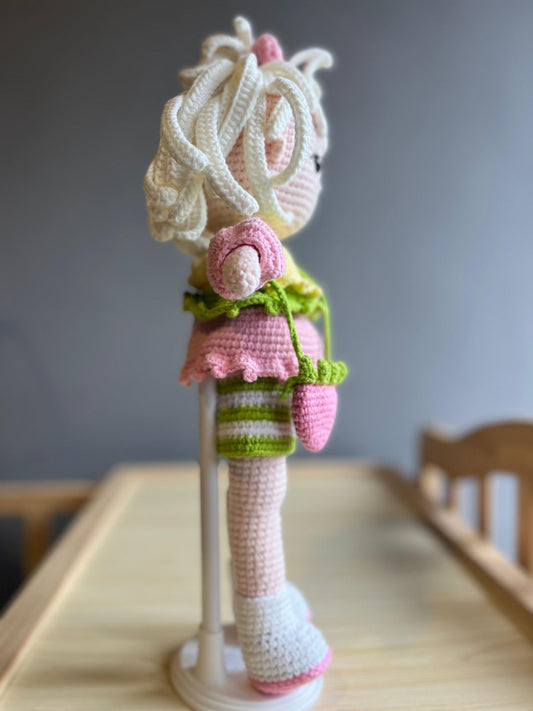 Crochet cutie Handcrafted crochet doll with adorable pastel outfit & white hair, Perfect for gifting or collecting Handmade Toys Made By Vietnam