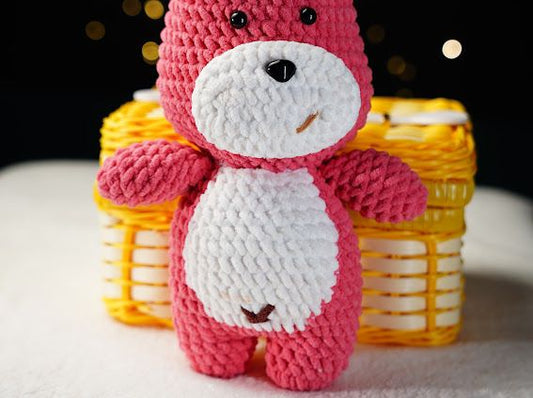 Cute Strawberry Bear Crochet Animal Kit Perfect Handmade Gift