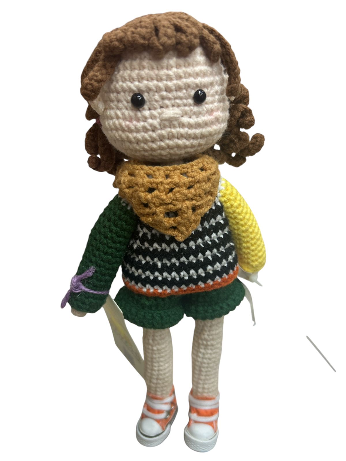 Crochet Cute Doll With Detachable Had With Orange Shoes And Eyes