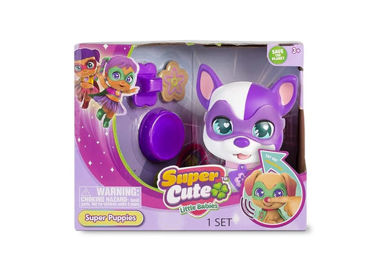 SUPER CUTE LITTLE BABIES - Super Puppies, SuperCute Superheroines Pets, Interactive Toy Puppies with Sound, Saucer for Eating and Comb, Cape and Eye Mask,...