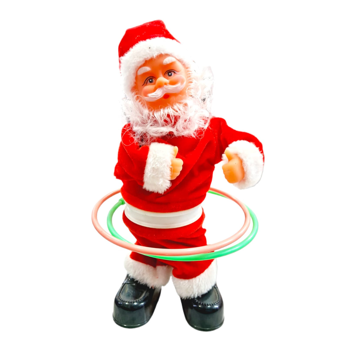Singing Shaking Playing Hula Hoop Animated Santa Claus Toy
