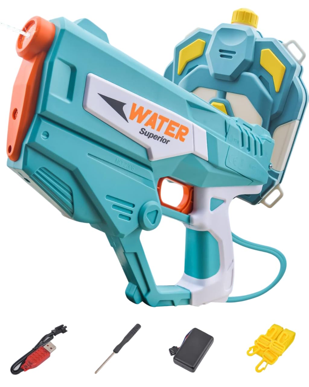 Electric Water Gun, Continuous Fire Water Gun, Super Strong Backpack Type, Large Capacity Tank Type,(1,350 ml), For Children and Adults,Holi, Beach, Pool, River Play {Random 1}