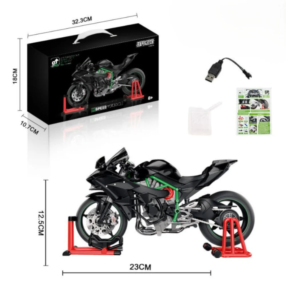 Speed Motocycle 1:9 Scale Kawasaki Ninja H2R Diecast Motorcycle Model with Display Stand