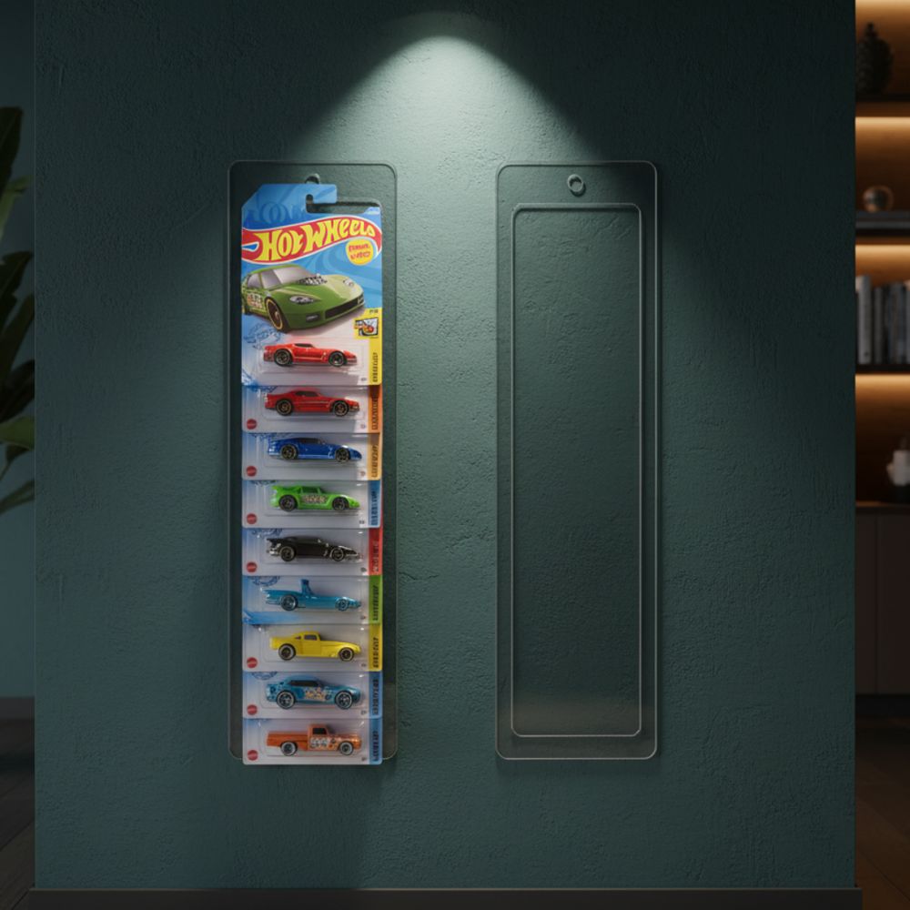 Cocoland Toys Hot Wheels collector's wall display with blister-carded cars