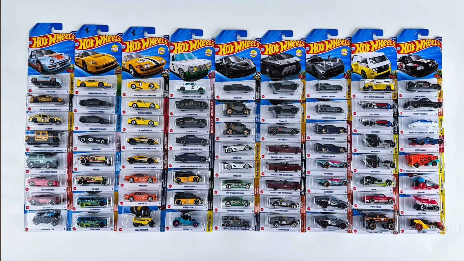 Cocoland Toyz Hot Wheels 2025 Q Case assortment showing included mainline die-cast cars