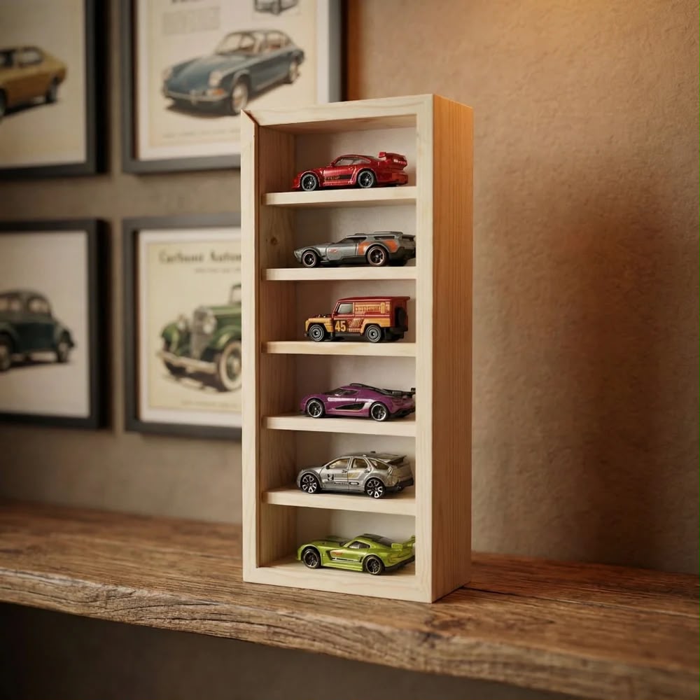 Wooden Diecast Car Display Case 6-Layer (LED OR Without LED)