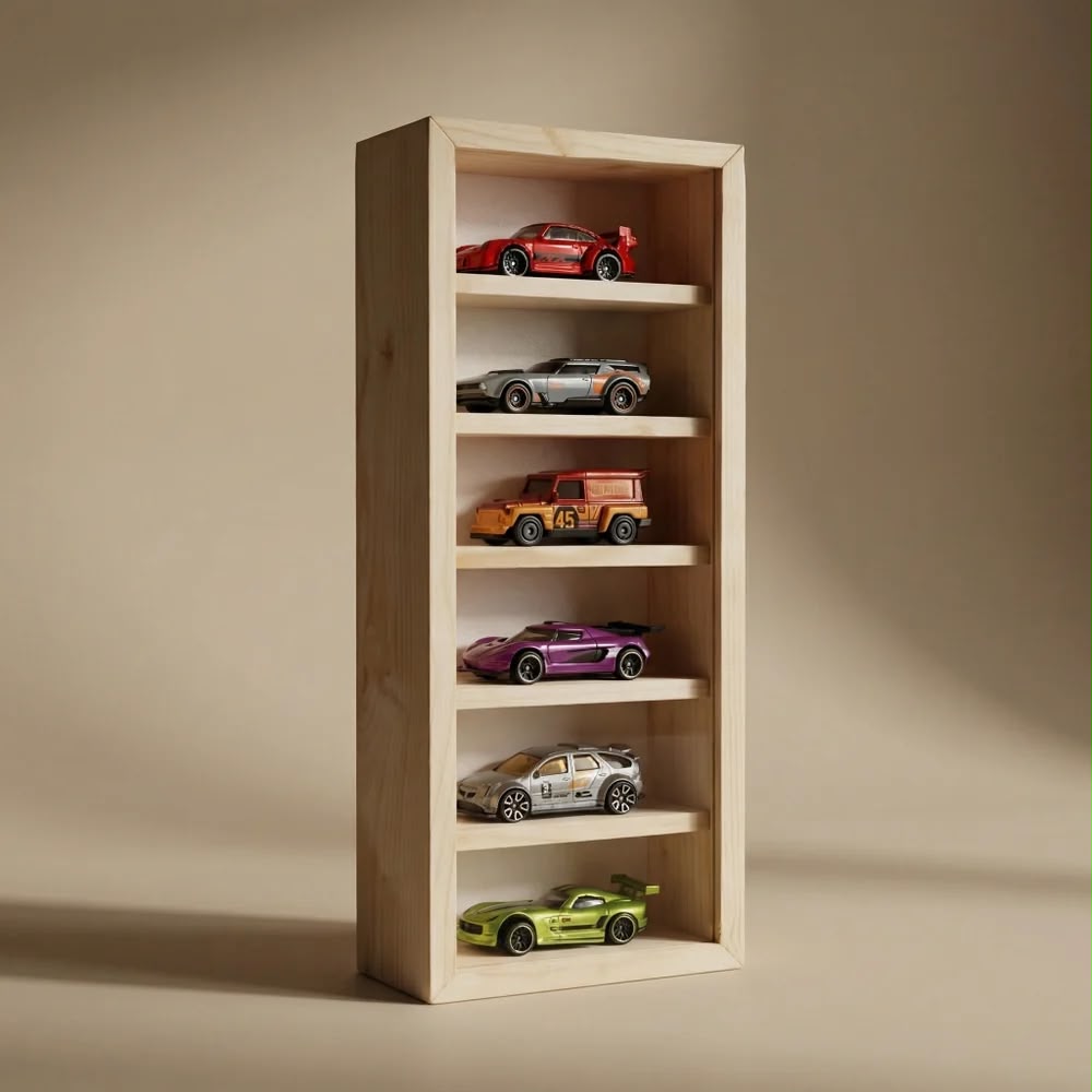 Wooden Diecast Car Display Case 6-Layer (LED OR Without LED)