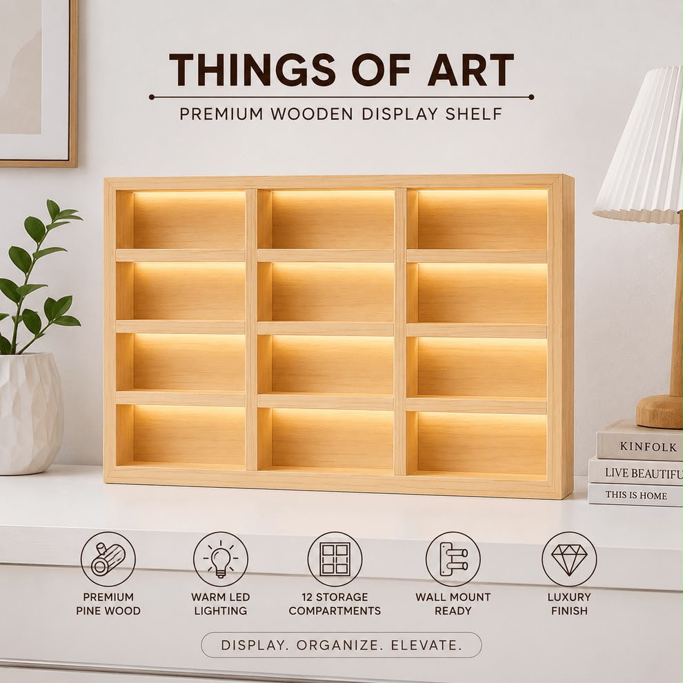 Premium Wooden LED Backlit Diecast & Collectible Display Case (Car Not Included)