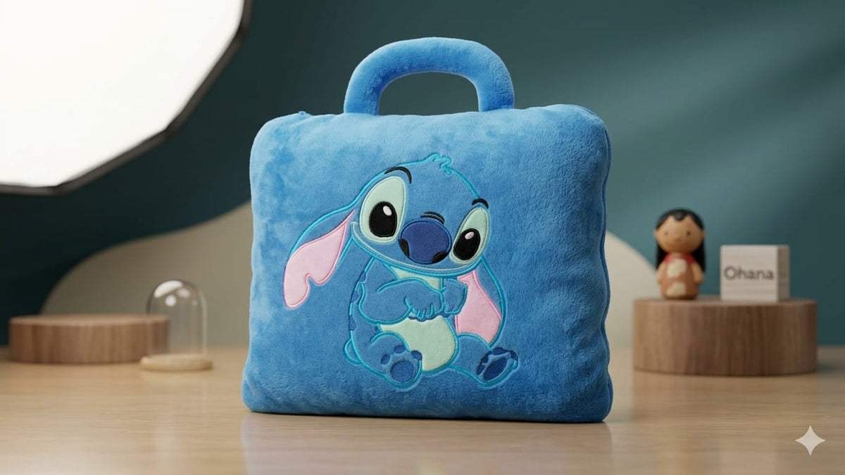 Disney Stitch Travel Bag Pillow Blanket for Kids and Children Pillow Blanket, Travel Blanket for Kids
