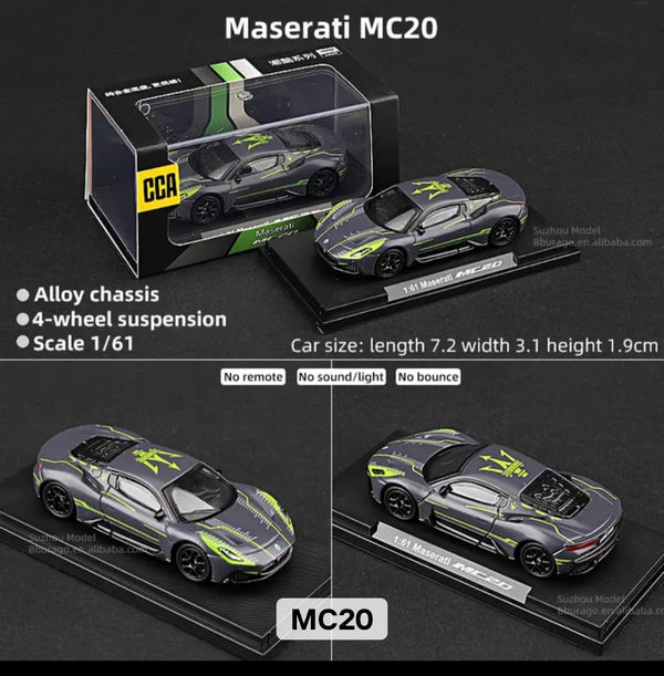 CCA Maserati MC20 with Acrylic Case 1:64 Scale Diecast Model Car Cocoland Toys