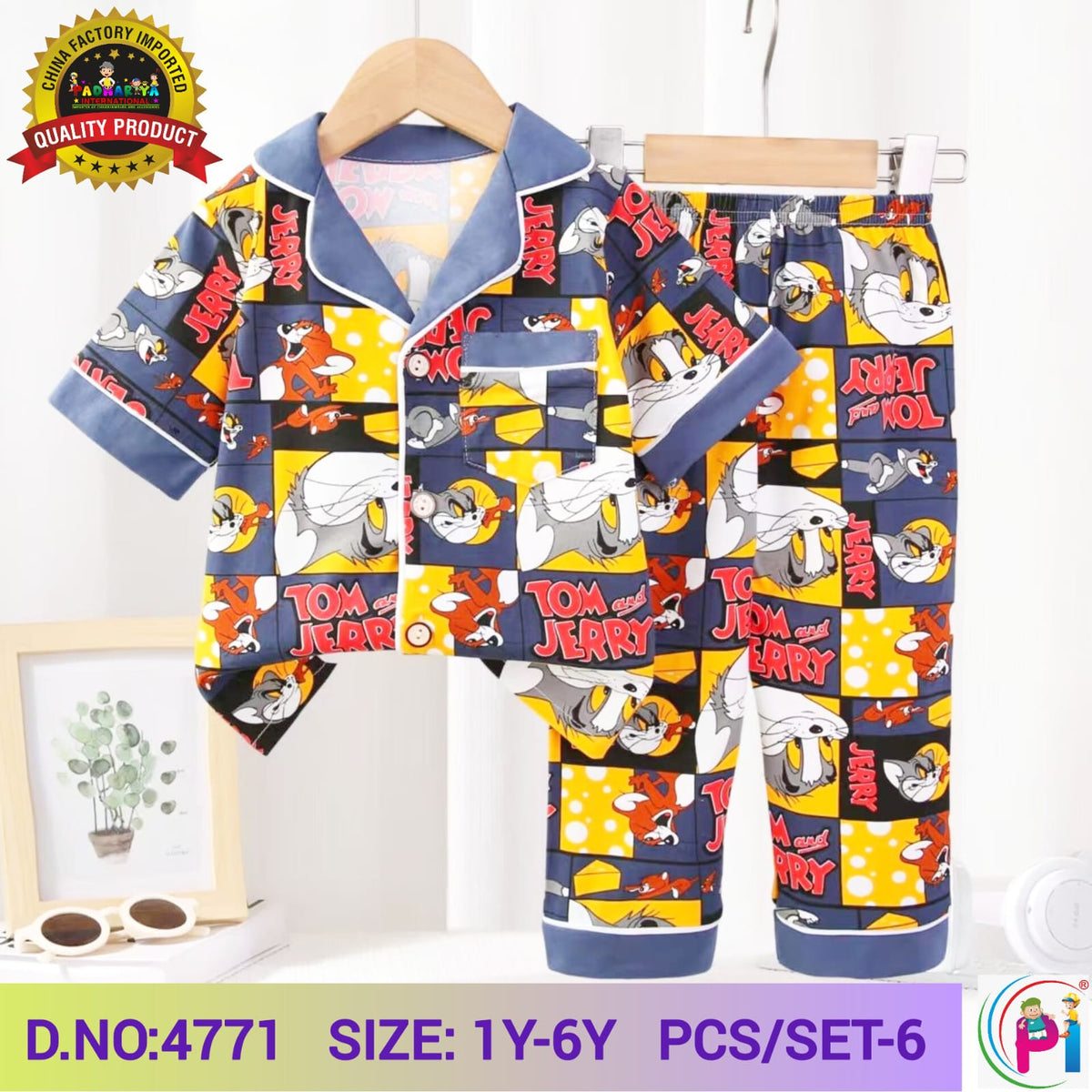 Tom & Jerry Printed Pajama Set – Cozy Cotton Sleepwear Set