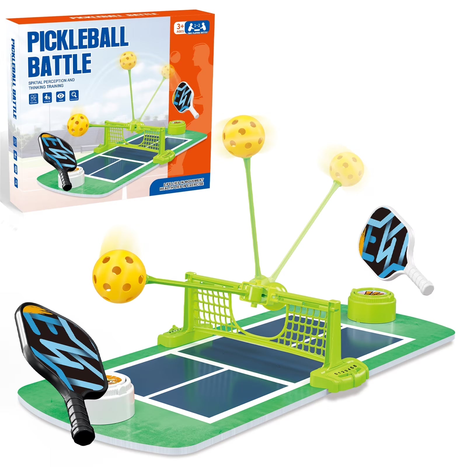Indoor Tabletop Game for Kids, Board Game No Battery Needed 2 Player Family Interactive Toy for Boys & Girls Screen-Free Hand-Eye Coordination & Fine Motor Skills Gift (Pickle Court Battle)