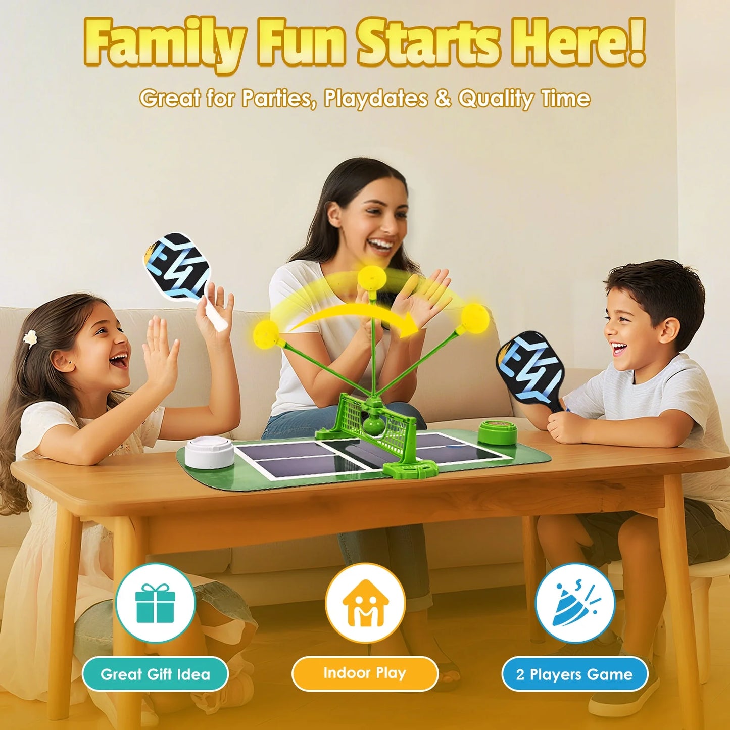 Indoor Tabletop Game for Kids, Board Game No Battery Needed 2 Player Family Interactive Toy for Boys & Girls Screen-Free Hand-Eye Coordination & Fine Motor Skills Gift (Pickle Court Battle)