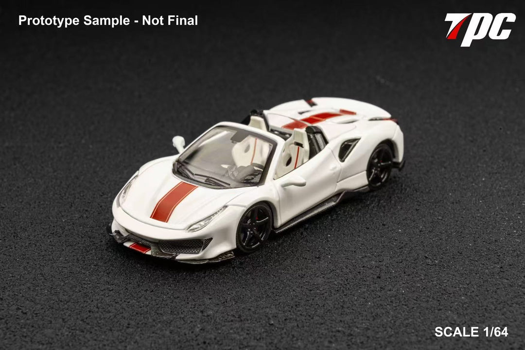 TPC FERRARI 488 PISTA SPIDER NOVITEC PEARL WHITE 1/64 DIECAST CAR MODEL