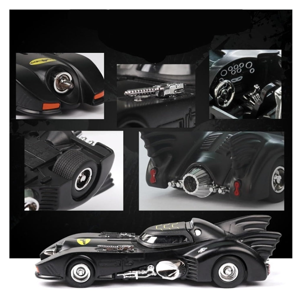 1:38 Scale 1989 Batmobile Toy Die Cast Batman Car Vehicle Push N Go Gift Collectible for Boys and Men