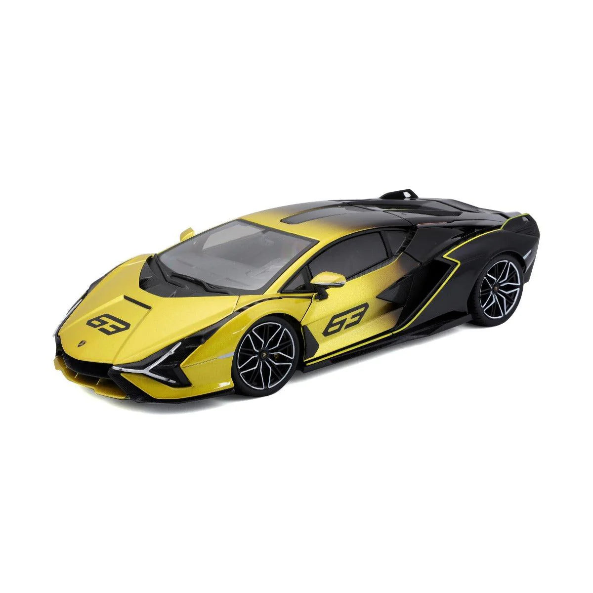 Bburago Lamborghini Sián FKP 37 Yellow Fade 1:18 Diecast Model Front View Cocoland Toys