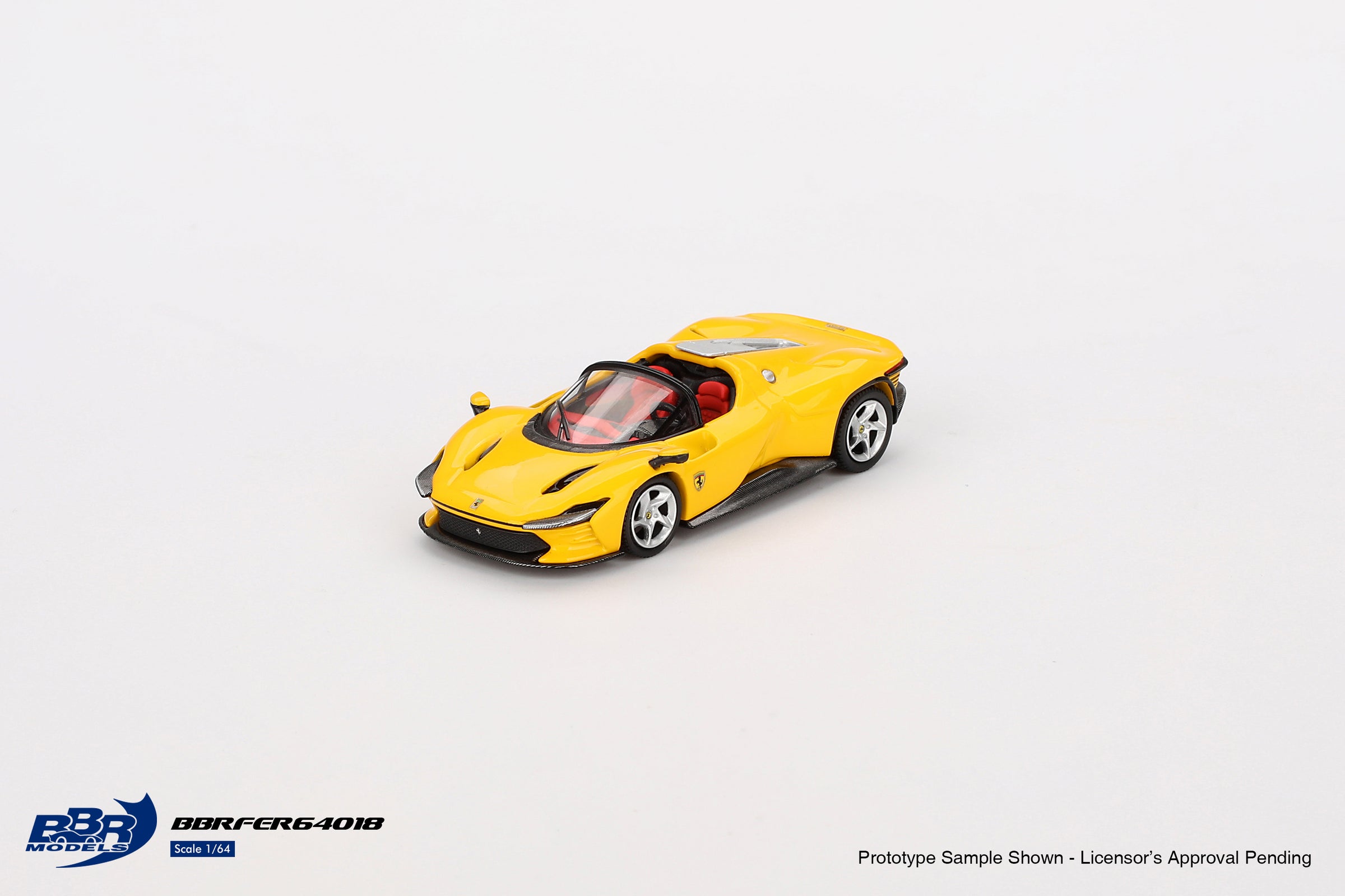 Cocoland Toys BBR Ferrari Daytona SP3 Rosso Giallo front three-quarter view