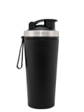 Black stainless steel shaker bottle designed