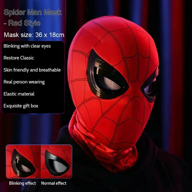 Spider Man Mask Blink Eyes Movable Breathable Headgear Halloween Cosplay Costume Mask For Halloween Party Gifts