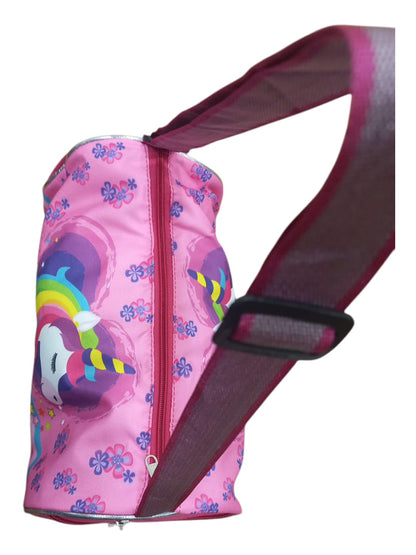 Happile Unicorn Design purple/pink Kids Duffle shoulder bag for school/travelling/sports/Picnic - 9.8 Inches