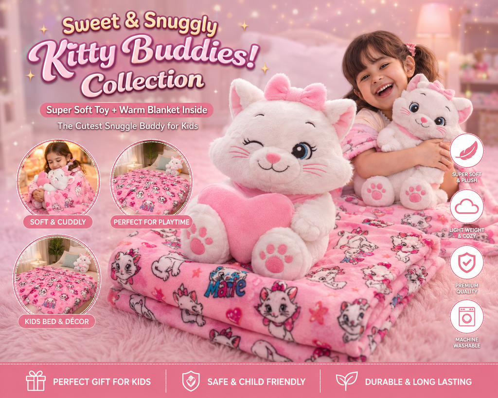 Disney Marie 2-in-1 Soft Toy with Warm Blanket Inside