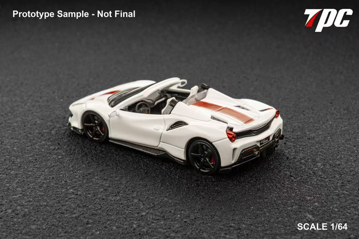 TPC FERRARI 488 PISTA SPIDER NOVITEC PEARL WHITE 1/64 DIECAST CAR MODEL