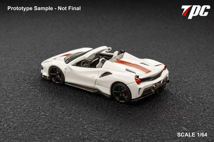 TPC FERRARI 488 PISTA SPIDER NOVITEC PEARL WHITE 1/64 DIECAST CAR MODEL